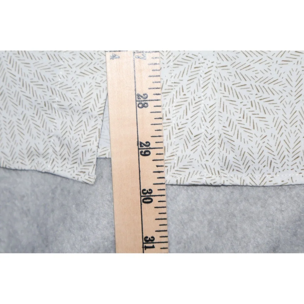 Banana Republic Dress Shirt Mens Large White Tan Geometric Floral Slim Flex Fit